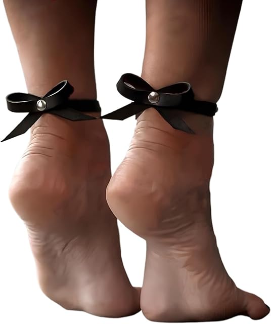 Women Sexy Leather Ankle Accessories, Leather Anklet, Foot Bow Ankle Bracelets Handcuffs Fetish Clothing Exotic Accessorie (Color : Toe Ring 2pc)