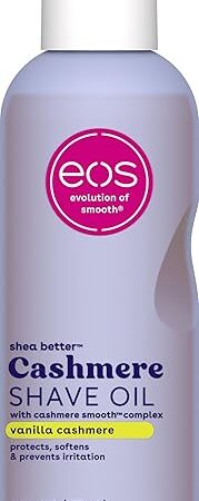 eos Cashmere Shave Oil, Vanilla Cashmere, Soothing Moisturizing, Prevents Irritation and Razor Burn, Bikini Area-Approved, Body Care, 6 fl oz