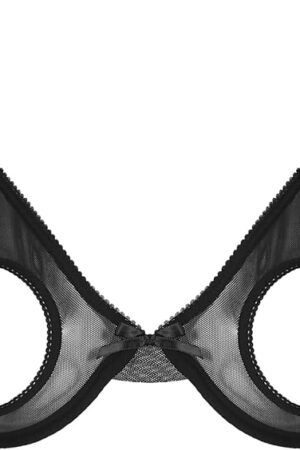 Womens Sexy Lingerie Push Up Bras Sheer Mesh Nipple Split Bralette Wire-Free Unlined Bra Top