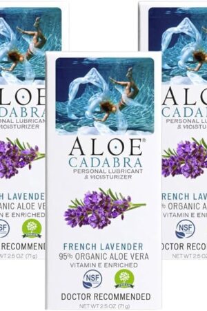 Aloe Cadabra Flavored Personal Lubricant and Vaginal Moisturizer, Organic Edible Aloe Lube for Men, Women and Couples, Non-Staining, pH Balanced, Toy Compatible (French Lavender, 2.5 Ounces, 3 Pack)