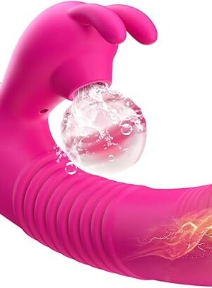 Clit Sucker Rabbit Vibrator Sex Toys, Toyfary G Spot Sucking Dildo Vibrators with Heating Modes, Suction and Clitoral Stimulation Vibrator Rose Tongue Adult Toys for Women