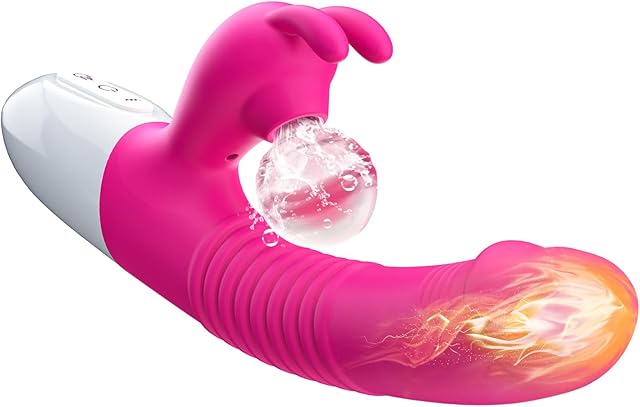 Clit Sucker Rabbit Vibrator Sex Toys, Toyfary G Spot Sucking Dildo Vibrators with Heating Modes, Suction and Clitoral Stimulation Vibrator Rose Tongue Adult Toys for Women