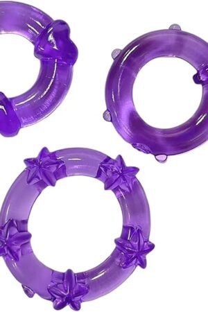Cock Penis Ring 3 PCS Sets for Male, Silicone O-Ring Cock Rings for Couples Adult, Delay Rings with Bumps for Longer Harder Stronger Erections Testicle Stretcher Soft Massager(Purple)