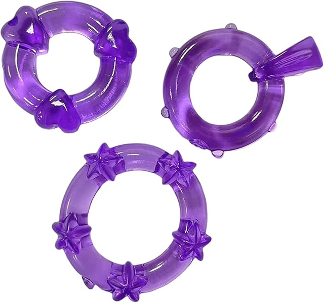Cock Penis Ring 3 PCS Sets for Male, Silicone O-Ring Cock Rings for Couples Adult, Delay Rings with Bumps for Longer Harder Stronger Erections Testicle Stretcher Soft Massager(Purple)