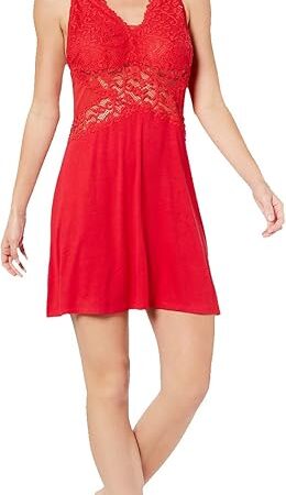 INC Women's Sexy Lace Detail Nightwear Chemise (Red, Black Tag, X-Small)