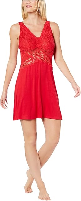 INC Women's Sexy Lace Detail Nightwear Chemise (Red, Black Tag, X-Small)