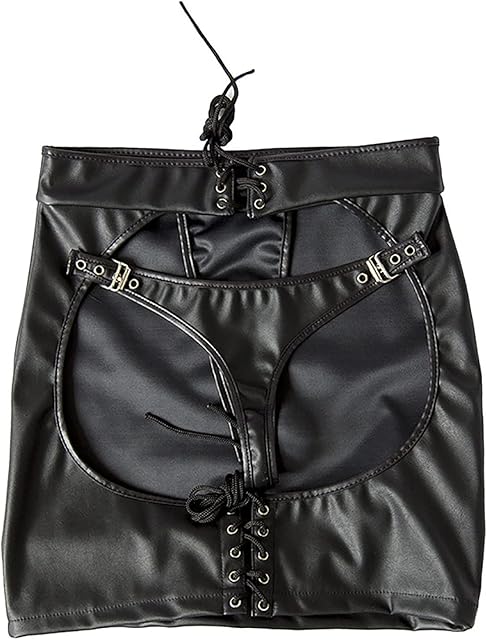 Women PU Leather Bodycon Short Skirt Ladies Erotic Cut Out Butt-Flaunting Sexy Bodycon Hip Skirt Catsuit Bodysuit