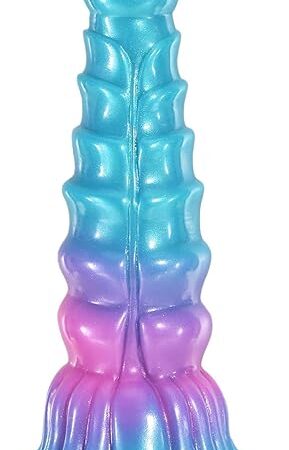 9in Big Fantasy Dildo,Blue Purple and Pink Gradient Dragon Monster Dildo with Strong Suction Cup,Silicone Anal Plug Adult Toys for Women Men