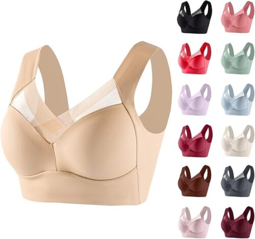 Zen Chic Bra - Seamless Powerful Push Up Wireless Bra Full-Figure Lift Ice Silk Anti Sagging Posture Correcting Bras