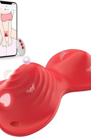 APP Remote Control Vibrator-Butterfly Novelties Clit Stimulator Sit and Ride Women Sex Toy with 9+9 Vibration Modes Dual Motor Clit Wearable Vibrator Adult Sex Toy for Female Pleasure Red