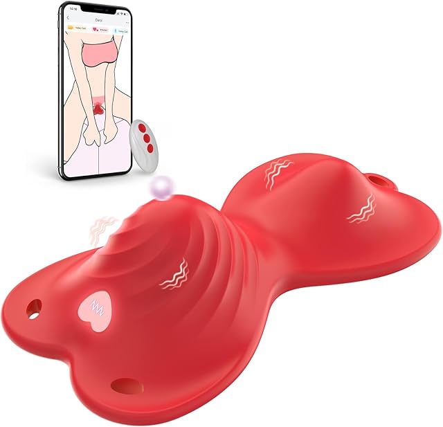 APP Remote Control Vibrator-Butterfly Novelties Clit Stimulator Sit and Ride Women Sex Toy with 9+9 Vibration Modes Dual Motor Clit Wearable Vibrator Adult Sex Toy for Female Pleasure Red