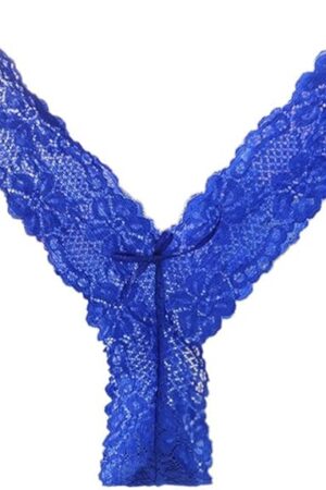 Lethez Underwear Women Lace Panties Sexy Lingerie Briefs Knickers Thongs G-String Underpants (Free Size, Blue)