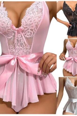 Women Sexy Lace Lingerie Bodysuit One Piece Mesh Teddy Lingerie Floral Babydoll Temptation Naughty Sex Lingeries