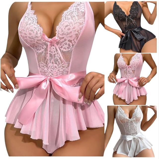 Women Sexy Lace Lingerie Bodysuit One Piece Mesh Teddy Lingerie Floral Babydoll Temptation Naughty Sex Lingeries