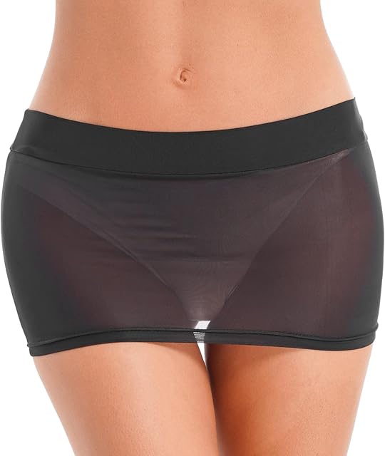 Women's Sexy Mesh Sheer Micro Mini Skirt See Through Low Rise Bodycon Pencil Skirt Nightwear
