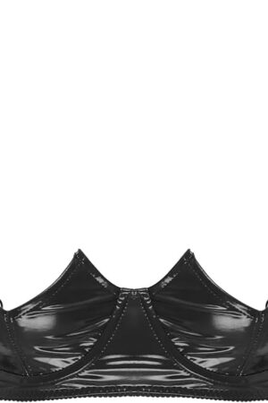 Women Patent Leather Sexy Half Cup Bra Open Nipple Lingerie Bra Top Underwired Brassiere