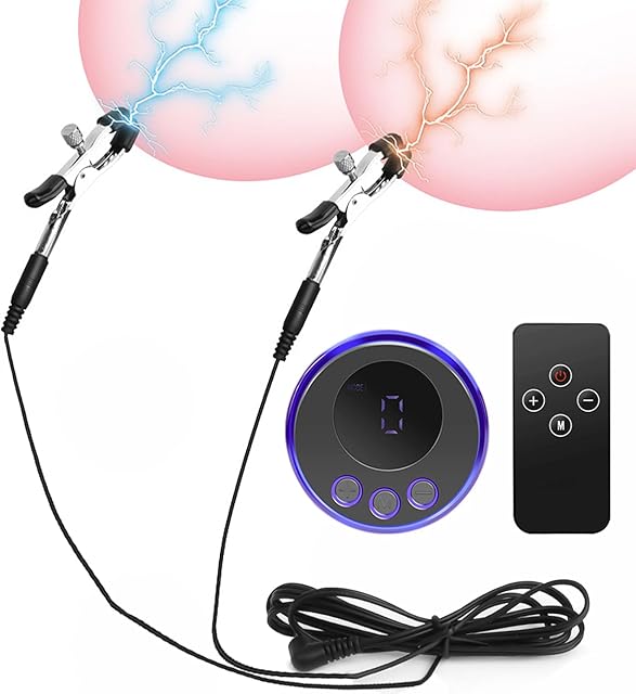 1 Electroshock Nipple Set, 152 Modes Powerful Nipples Clitoris Testicles Anus Stimulation Male and Female Masturbators, SM Electroshock Sex Toys