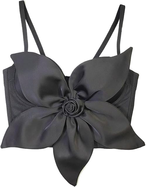 Women's Party Crop Top 3D Flower Bustier Going Out Nightclub Party Y2K Sleeveless Spaghetti Strap Cami Tops
