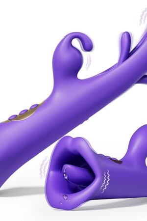 Adult Toys Dual Vibrator Wand - G Spot Vibrador Double Dildo for Couples Sex, Rabbit Vibradores & Tongue Licking Clitoral Stimulator, Personal Massagers Woman with 9 Vibration, Fun Bedroom Sexual Toy
