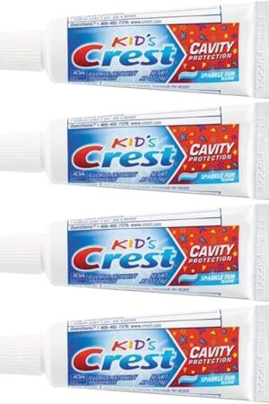 Crest Kids Cavity Protection Toothpaste, Sparkle Fun, Travel Size 085 oz (24g)- Pack of 4