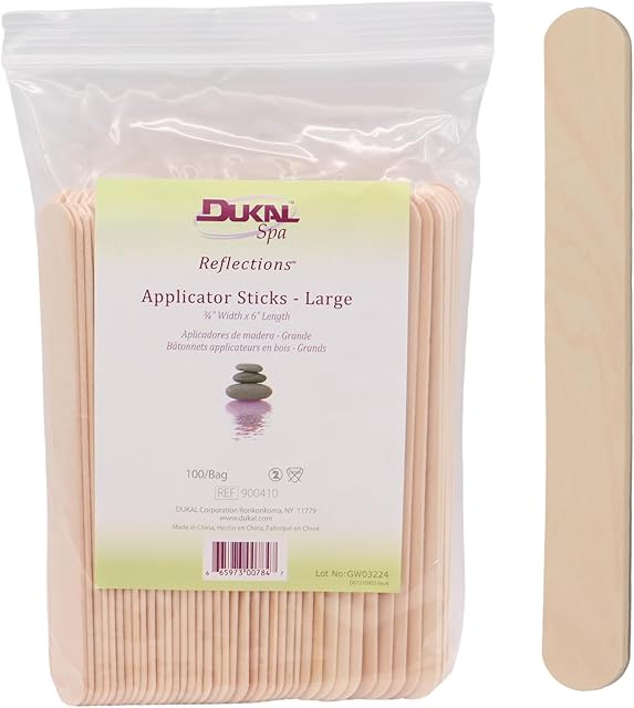 Dukal Large Wooden Wax Sticks - Body Hair Removal Applicator for Waxing, ?? x 6? (Pack of 100)