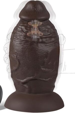 4'' Diameter Huge Thick Dildo Vibrator, 8.5 inch Silicone Big Black Dildos Large Vibrating Butt Plug with 7 Vibration Modes for G spot Anal Stimulator, Fat Girthy Dildo Sex Toy for Advanced Men Women