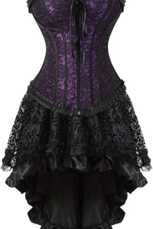 Corset Dress Bustier Lingerie Corset Top and Steampunk Skirt Burlesque Costumes for Women Halloween Costume
