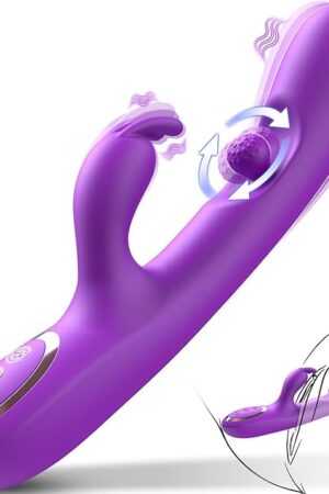 G Spot Vibrator Sex Toys-3 in 1 Adult Sex Toys 360? Rotation Vibrators with 10 Rubbing & 7 Vibrating & 7 Massaging, Waterproof Clitoral Stimulator Dildo Rabbit Vibrator Women Sex Toy (Violet)