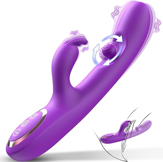 G Spot Vibrator Sex Toys-3 in 1 Adult Sex Toys 360? Rotation Vibrators with 10 Rubbing & 7 Vibrating & 7 Massaging, Waterproof Clitoral Stimulator Dildo Rabbit Vibrator Women Sex Toy (Violet)