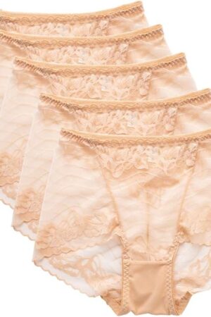 Women's Seamless Lace Boyshort Panties Underwear High Waist Panty Brief 5 Pack