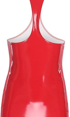 Women's Sexy Latex Bodycon Mini Dress Cupless Hollow Out Open Butt Rave Nightclub Party Dress