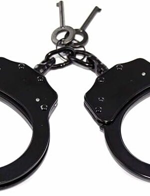 Double Locking Steel Hand Cuffs Police Handcuffs - Black