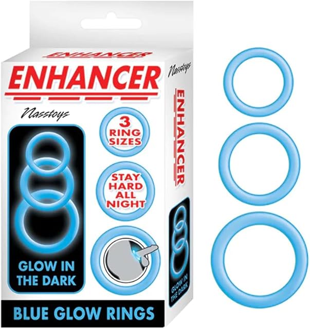 Enhancer Blue Glow Rings Set of 3
