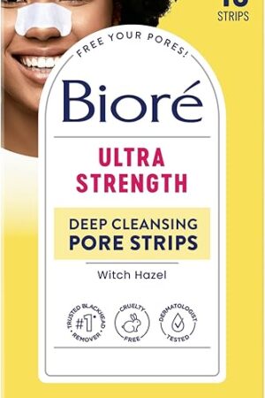 Bior? Witch Hazel Ultra Strength Blackhead Remover Pore Strips, Clears Pores up to 2x More than Original Pore Strips, features C-Bond Technology, Oil-Free, Non-Comedogenic Use, 18 Count