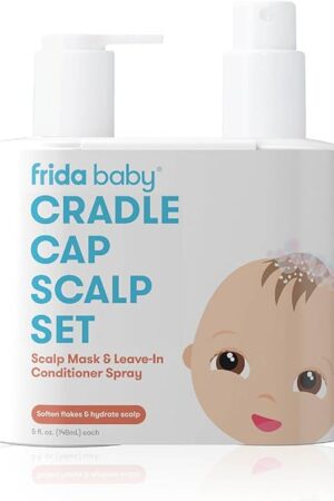 Frida Baby Cradle Cap Treatment, Cradle Cap Shampoo for Babies + Flake Fixer Scalp Spray, Cradle Cap Kit Soothes Baby's Scalp, Prevents Dryness and Flakes