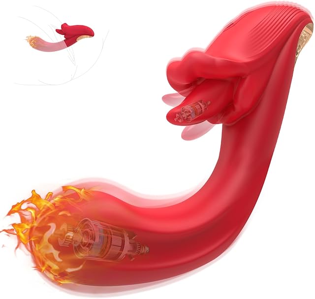 Vibrator Rotating Tongue Toy for Women Adult Sex Toy, Clitioral Stimulant Tool Flexible G Spot Vibrator with 10 Licking and 10 Vibrating Modes and Heating,Tongue Licking Womens Sex Toys, Nipple Toy