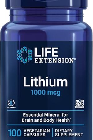 Life Extension Lithium 1000 mcg - for Brain Health, Anti-Aging & Longevity - Memory & Cognition, Mood Support Supplement -Once Daily - Gluten-Free, Non-GMO - 100 Count