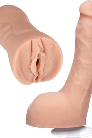Doc Johnson Signature Set - Leolulu - ULTRASKYN Stroker & 8 Inch Realistic Dildo with Removable Vac-U-Lock Suction Cup - F-Machine & Harness Compatible - for Adults Only, Vanilla