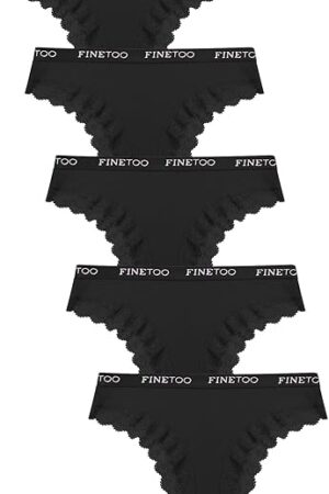 Cotton Bikini Panties for Women with Lace Edge