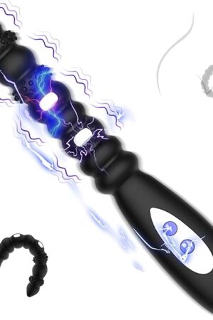 Anal Plug Sex Toys Vibrator, Electric Shock Anal Vibrator, Anal Sex Toys, 9 Beads Vibrating Anal Plug with 10 Powerful Vibrations 3 Electric Shock Pulse Modes, Anus Massager G-spot Anal Sex Toy