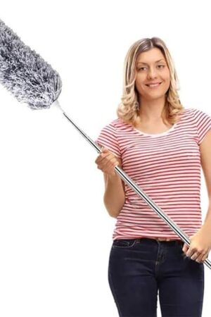 DELUX Microfiber Feather Duster Extendable Duster with 100 inches Extra Long Pole, Bendable Head & Long Handle Dusters for Cleaning Ceiling Fan, High Ceiling, Blinds, Furniture & Cars Gray