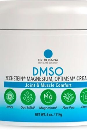 Dr Robaina DMSO Cream - 999% Pure Pharmaceutical Grade | Skin Relief Formula with Zechstein Magnesium, Arnica, Aloe Vera, Vitamin E | Muscle & Joint Comfort | 4 oz | Made in USA