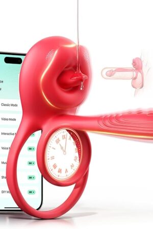 Vibrating Cock Ring Sex Toys for Couple, 3 in 1 Silicone Penis Ring Vibrator Clitoral Stimulator for Men, Women, 9 Vibrations App Controlled Vibrators Penis Sleeve Anal Nipple Pleasure