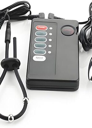 Electric Shock Massager Set for Men with Beads Elastic Penis Ring Masturbation Electric Shock Anal Plug Pulling Beads Horse Eye Urethra Plugging Rod