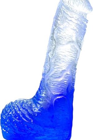 Gradient Dildo Anal Toy with Strong Suction Cup Vaginal Toys for Couples Soft Realistic Dildo Massage G-Spot and Prostate for Lesbian (L,Blue)