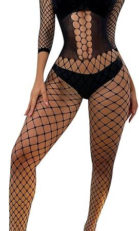 Womens Fishnet Bodystockings Sexy Mesh BodyStocking Fishnets Lingerie See Through One Piece Jumpsuit Nightwear