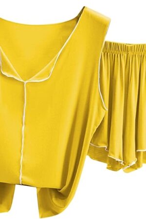 Womens Sleeveless Pajamas Set Casual Sleepwear Soft Comfy Modal Pj Sets Tank Top and Shorts 2 Piece Summer Loungewear