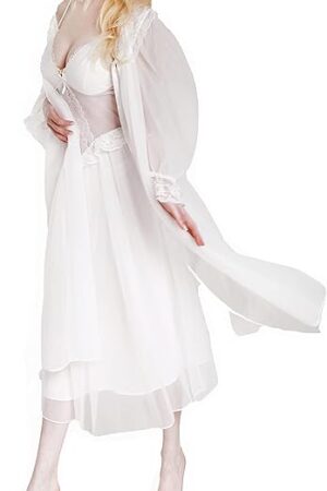 Women Nightgown Nightdress Nightwear Sleepwear Lingerie With Robe Set