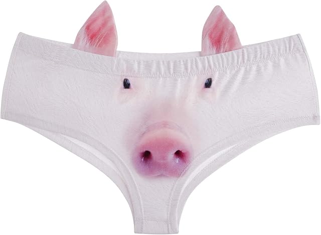 Women's Flirty Sexy Funny Naughty 3D Printed Animal Tail Underwears Briefs Gifts With Cute Ears