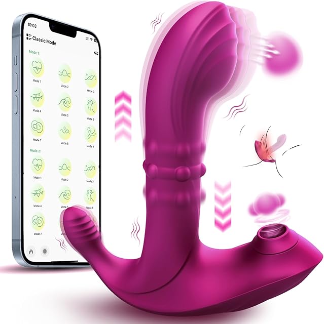 Vibrator for Woman Sex Toys | 26 Patterns & 20 Speeds of Pleasure | Vibrator with APP Control | Thrusting dildo|Clitoris sucker|Upgraded Sex Stimulator|A three-in-one dildo|G-spot stimulation